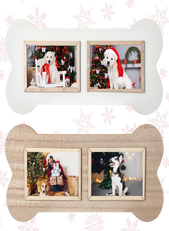 Lineshading 2 Pcs Dog Picture Frame Puppy Collage Picture Bone Shaped Wooden Doggie Photo Frame Christmas Gifts Dog Owner Puppy Lover Pets Pictures Tabletop Gift for Living Room Study Bedroom - Image 1